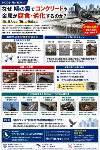 なぜ鳩のフンでコンクリートや金属が腐食・劣化するのか？<br>目に見えない「酸」の脅威とは