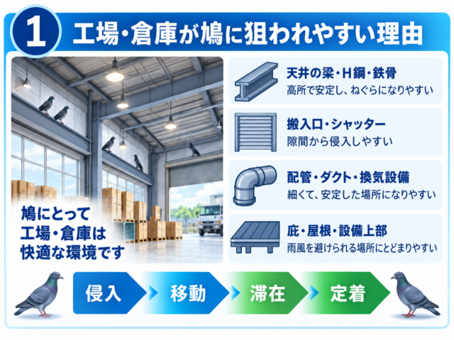 工場・倉庫はなぜ鳩に狙われやすいのか