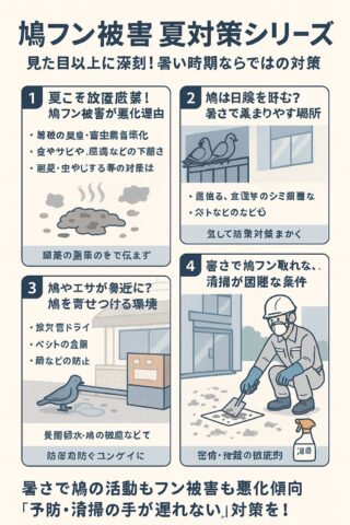 夏対策シリーズ⓪ 鳩フン被害に関するテーマ