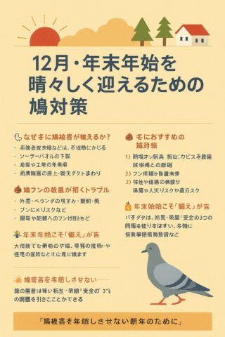 12月、年末年始を晴々しく迎えるために──鳩の被害を未然に防ぐ「冬の鳩対策」
