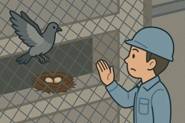 鳩が営巣しているところに鳩よけネットを取り付けた場合の鳩が営巣箇所を諦める期間は？
